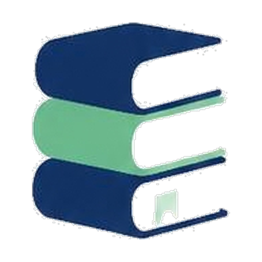 Icon: Bücherstapel, Navy und Salbeigrün